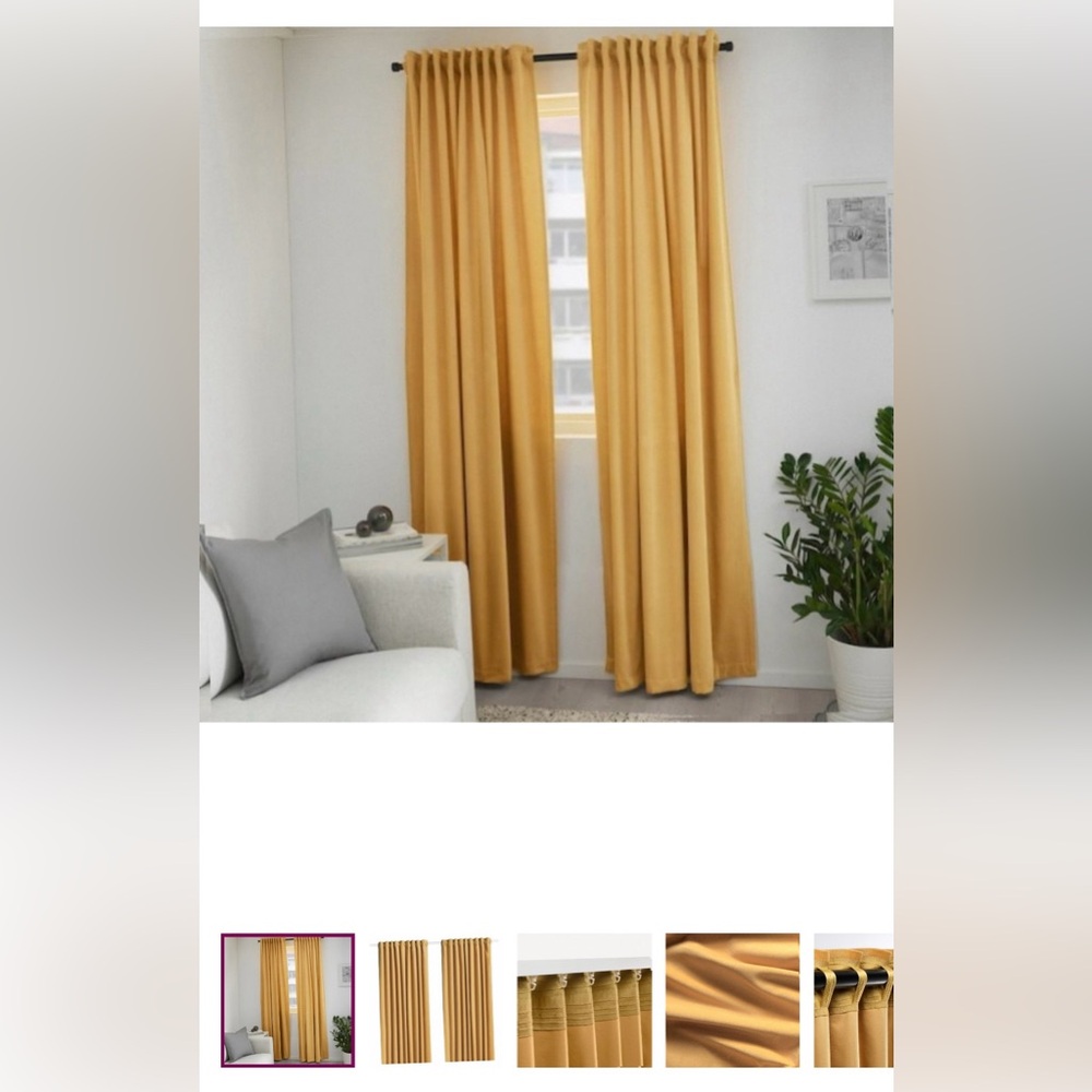 IKEA SANELA 55x98 Velvet Curtains 
Golden Brown (rich yellow velvet)